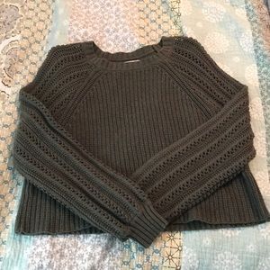AE Cropped Knit Olive Sweater
